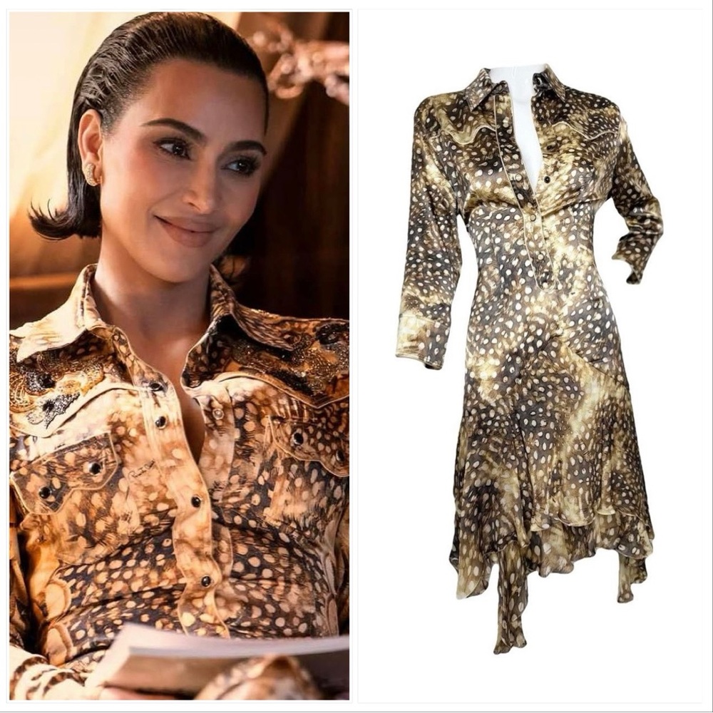 Roberto Cavalli 2004 silk feather ruffle dress